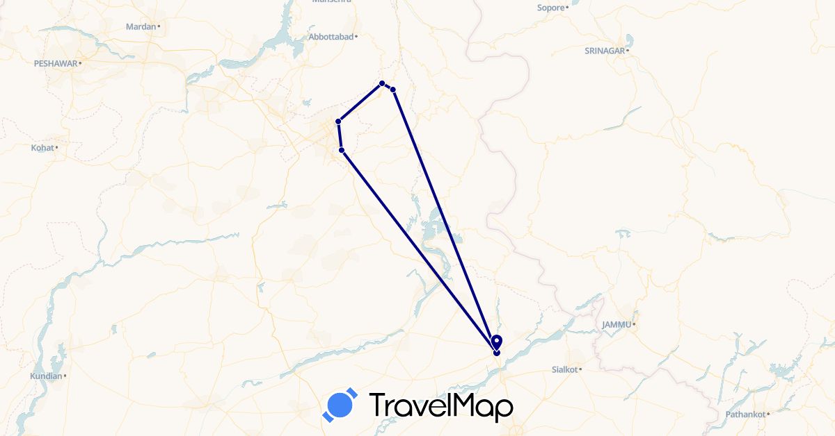 TravelMap itinerary: driving in Pakistan (Asia)